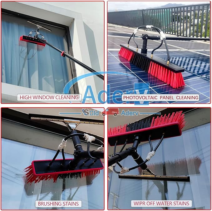 3.6-10.8 M Washing Kit: Water-fed Brush,Squeegee,Soap Dispenser, Window Cleaning Pole, Water Fed Telescopic Brush, Window Cleaner Equipment, Car Cleaning Brush (35cm Brush,3.6M)
