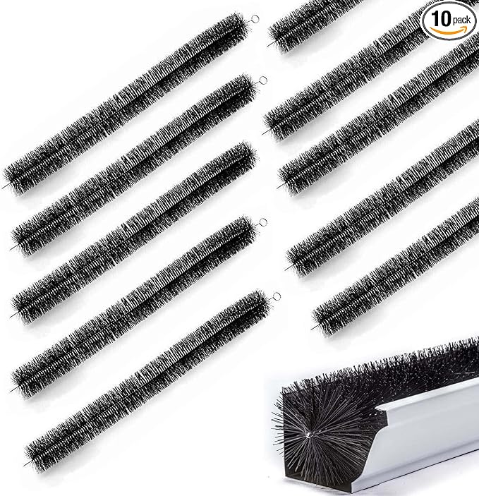 Gutter brush guard- Simple Gutter Guard | No Tools DIY | (10pcs) 32FT Brush Leaf Guard Fit for 5 Inches Gutter 4.33" diameter Gutter Brush