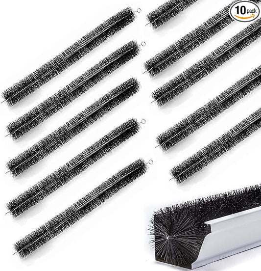 Gutter brush guard- Simple Gutter Guard | No Tools DIY | (10pcs) 32FT Brush Leaf Guard Fit for 5 Inches Gutter 4.33" diameter Gutter Brush