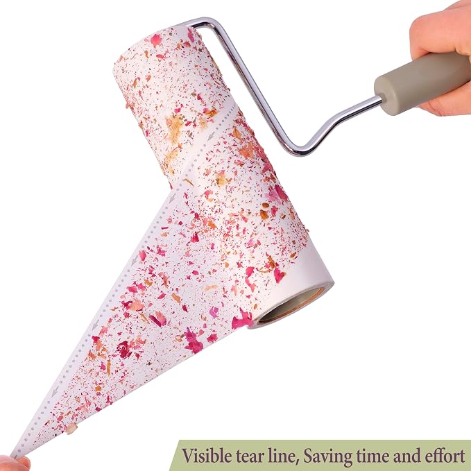 Extra Sticky Large Surface Lint Roller,6.3'' Giant Lint Roller for Pet Hair,5 Rolls 450 Sheets,Long Handle Lint Remover,Easily Remove Carpets, Clothes, Couch and Curtains Dust - Image 4