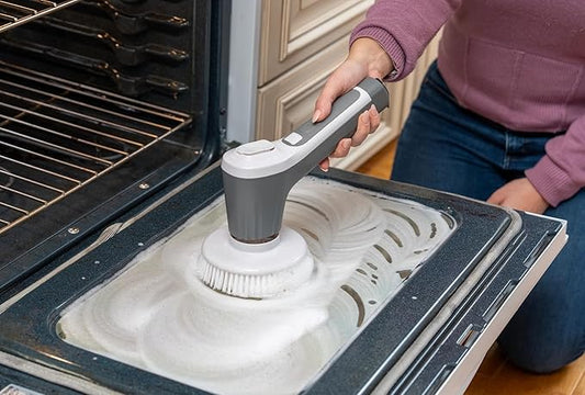 Teko Power Scrubber - Ultimate Bathroom Kitchen & Shower Brush Scrubber with Long Handle, for Bathtub, Tile, Floor & Grout, Tub Scrubber, Automatic Shower Cleaner, Graphite