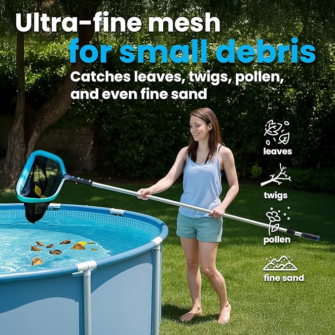 XtremepowerUS InGround Suction Vacuum Pool Cleaner Set – Climb Wall Automatic Cleaner with 30FT Hose + 17-Inch Leaf Skimmer Net