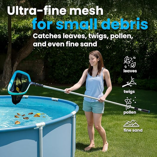XtremepowerUS InGround Suction Vacuum Pool Cleaner Set – Climb Wall Automatic Cleaner with 30FT Hose + 17-Inch Leaf Skimmer Net