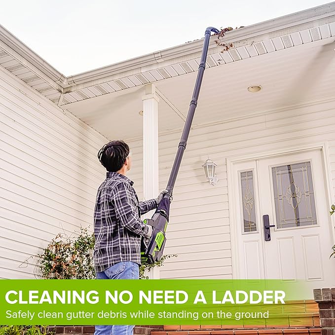 Greenworks Gutter Cleaning Kit - Up to 11 ft reach - Compatible with Greenworks 40V, 60V & 80V Blowers with 450+ CFM up to 5-inch diameter