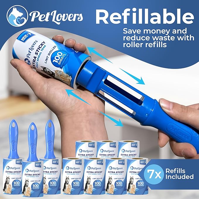 PetLovers Extra Sticky Lint Roller Mega Value Set 1000 Sheets for Pet Hair Removal, Dog and Cat Lint Remover 10 Pack - Image 4