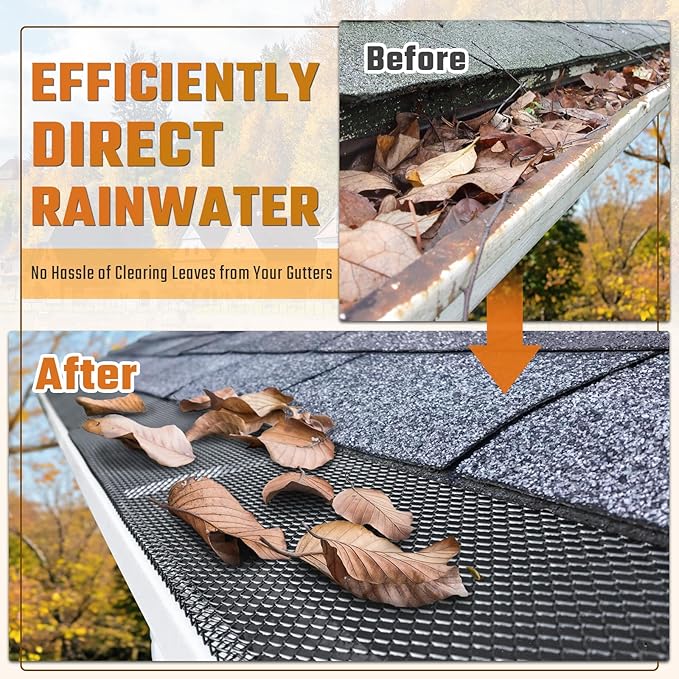 Lock-in Gutter Guard - 6” x 120 ft Durable Coated Steel Leaf Gutter Guards Micro Mesh Gutter Screens Gutter Protection Covers Fit K Style Gutter, Black, Pack of 40
