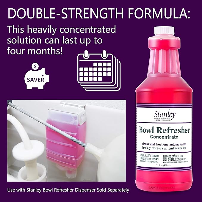 Stanley Toilet Bowl Cleaner & Deodorizer Concentrate 32?€?oz ?€? Wild Rose Scent ?€? Septic?€?Safe Bowl Refresher ?€? Cleans Stains & Residue with Each Flush (Pack of 1)