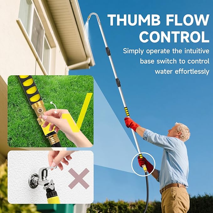 Gutter Cleaning Tools,12FT Gutter Cleaner Tools from the Ground with Hose Attachment/5