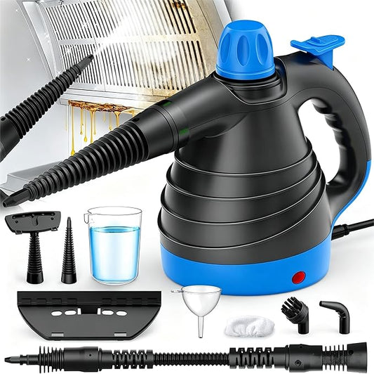 Handheld Steam Cleaner - 275°F High-Temp Fast Heating Multi-Surface Steamer for Cleaning, 100% Chemical-Free Pet Safe Portable Steam Cleaner for Home/Bath/Window/Car Detailing/Couch/Grout(Blue)