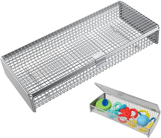 Dishwasher Basket for Small Items, 304 Stainless Steel Dishwasher Basket, Bottle Parts, Scoops, Forks, Chopsticks Cleaning (Silver)