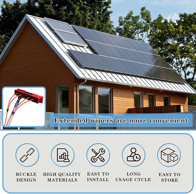 35FT Water Fed Pole Kit Adjustable Solar Panel Cleaning Kit Cleaner Tool for Window Glass Roof Outdoor Glass Brush Window Washing Equipment (35FT)