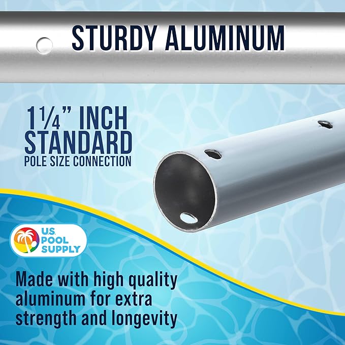U.S. Pool Supply Telescoping Pole 12-Foot Aluminum Pool Pole Telescopic Cleaning, Adjustable 3 Piece Expandable Step-Up - Secure Locking Cams, Attach Connect Skimmer Net Rake Brush Vacuum Heads Hoses