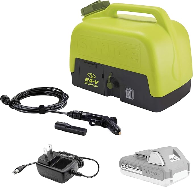 Sun Joe Cordless Electric Pressure Power Washer w/ 2.0Ah Battery, Charger & Adjustable Nozzle, 1.5 GPM, 90W Motor - Heavy-Duty Cleaning Machine for Patios, Decks, Sidewalks & Cars, IONMAX WA24C-LTE