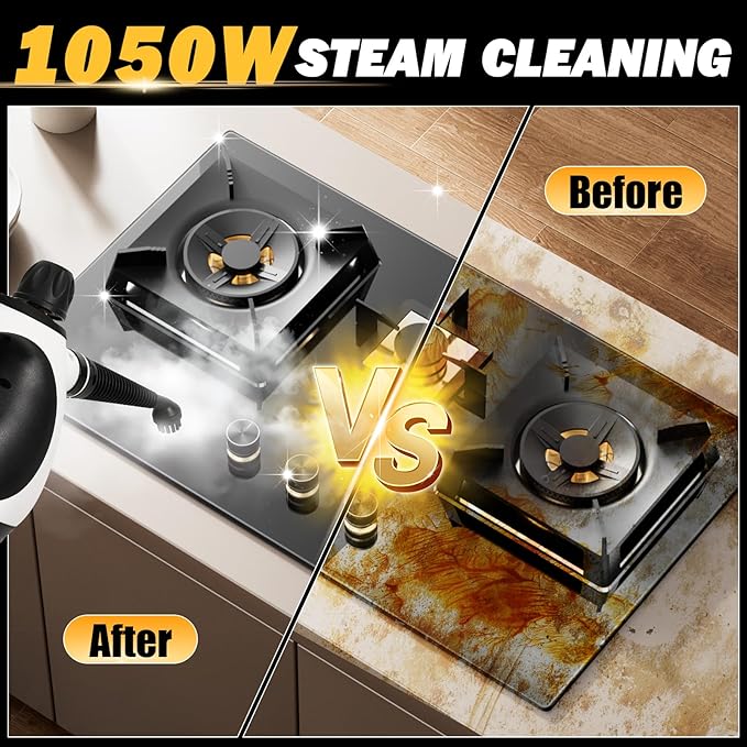 Pressurized Handheld Steam Cleaner for Home with 12 pcs Accessories, Multi-Surface Natural Steamer for Effective Cleaning, Fast Heating for Cleaning Home, Furniture, Car, Grout, Window