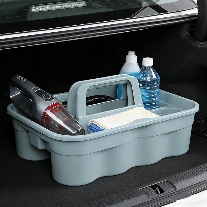 4 Pack Bathroom Cleaning Caddy Organizer with Handle, Plastic Bucket for Cleaning Tool, Gray