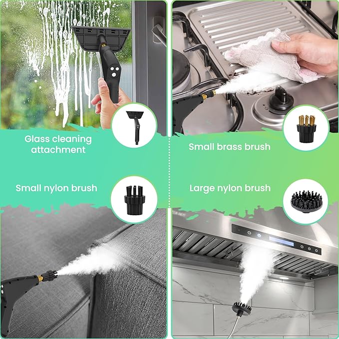 2500W Steam Cleaner for Home & Car, 15s Heat-Up Handheld Steamer for Cleaning, 1.2L Portable High Steam Cleaners, 6-Level Steam Control with 14 pcs Accessories Kit for Car, Floors, Couches, Grout