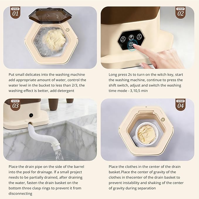 Portable Washing Machine, 16L Upgraded Mini Washer with Spin Basket Laundry Machine for Baby Clothes, Underwear, Socks; Ideal for Travel, Dorms, Camping (khaki)