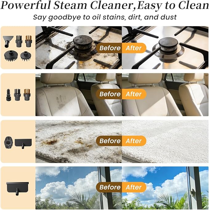 Steam Cleaner for Home & Car-Portable Handheld Steamer for Cleaning 3-Level Adjustable, 15s Heat-Up, Handheld Steam Cleaner for Home