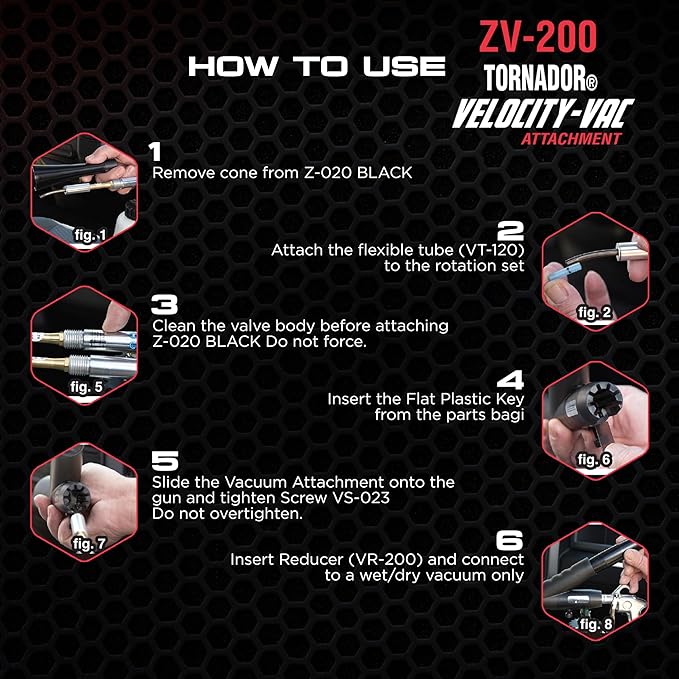 Tornador Velocity Vac ZV-200 | Vacuum Attachment for Car Detailing | Fits Black & MAX | Professional Interior Cleaning System