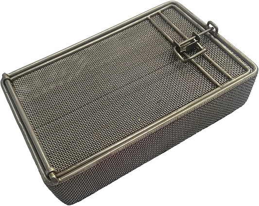 Quality Industries Dishwasher Basket, Fine Mesh Parts Washing Basket, Durable Stainless Steel Organizer with Perforated Design, Lockable Lid & Compact Size for Kitchen or Industrial Use