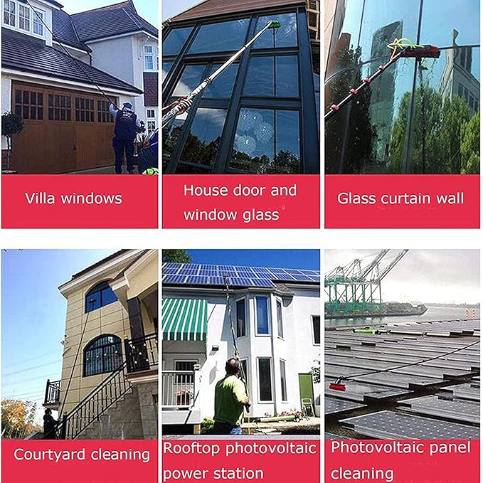 36FT/10.8M Cleaning Home Windows Glass Cars Solar Panel Cleaning kit,Professional Window Cleaner Window Cleaning Tool with 20m Water Supply Hose Conservatory Roof Suitabl