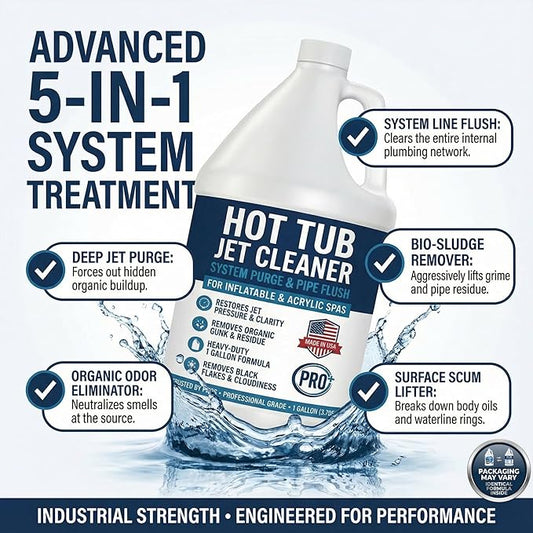 Hot Tub Jet Cleaner - 1 Gallon - Spa Line Flush & Spa System Flush - Jet Tub Cleaner for Jets, Lines & Tubes - Pipe & Line Purge Before Drain Refill - Made in USA - BubbyShine
