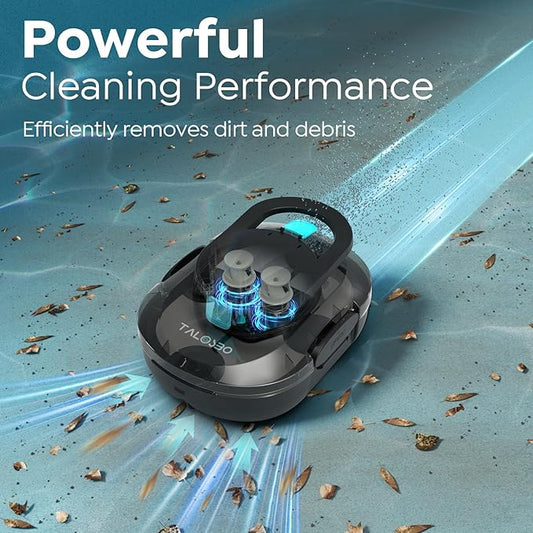Pleco S1 Cordless Pool Vacuum Robotic Pool Cleaner with 75-80Mins Runtime, Small Pool Robot for Above-Ground Pools up to 645 Sq.ft, Lightweight, Auto-Parking