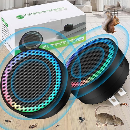 Ultrasonic Pest Control Repellent, Insect Indoor Repellent Plug in, 2026 Mini Pest Control Device for House, Ultrasonic Repellent for Mouse, Rodent, Roach, Mice, Mosquito, Spider, Black-2 Pack