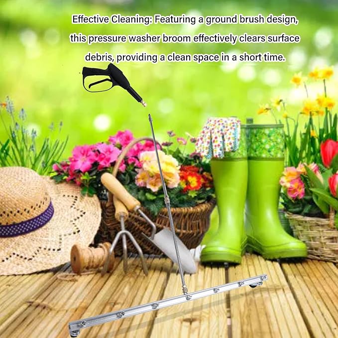 Pressure Washer Cleaner Stainless Steel 39.37inch Heavy Duty Water Broom with 1/4inch Quick Connector for Household Business Cleaning Surface Debris Removal (for Undercarriage Cleaner)