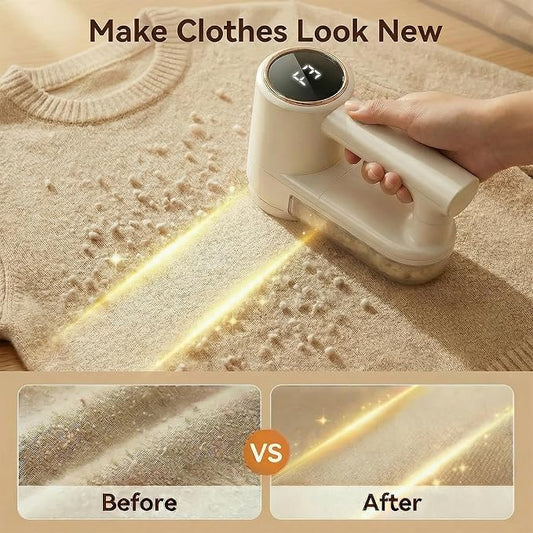 Fabric Shaver, Lint Shaver with 3 Speeds, Type-C Fast Charging Lint Remover, 6 Blade, LED Display, Sweater Shaver with 2 Replacement Blades, Pilling Remover for Clothes, Couch, Blanket - Image 2