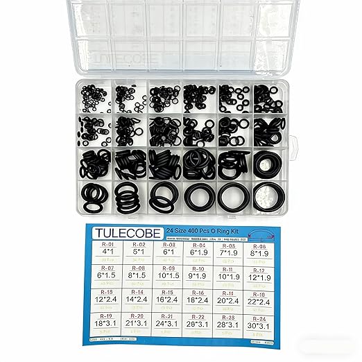24 Size 400 Pcs Universal Metric Nitrile Rubber(NBR) O Ring Assortment Kit for Various car Auto Hydraulic Faucet Plumbing Pressure Washer Air or Gas Sealing Repair Home Repair