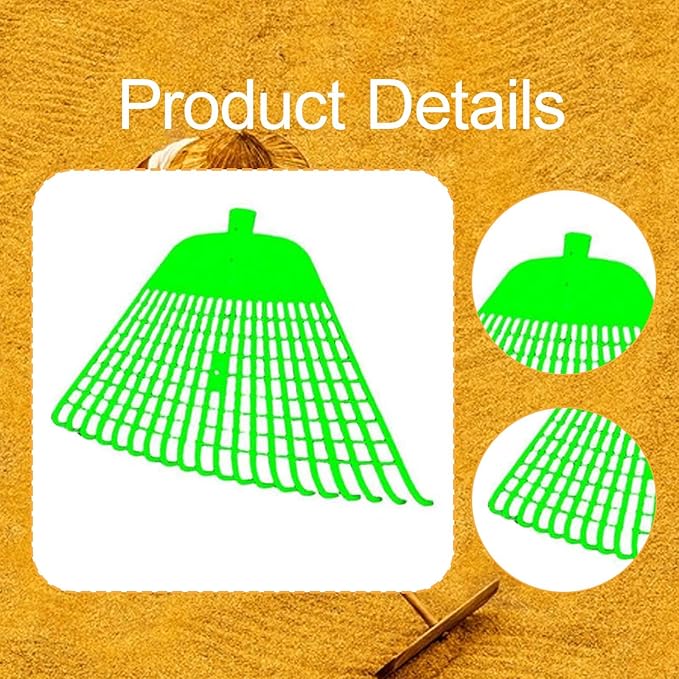 Lawn Rake Head Gardening Leaf Removal Tool Easily Install Heavy Duty with 20 for Patio Fallen Leaves Yard Flowers Beds , Green