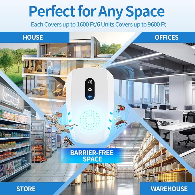 2025 Upgraded Ultrasonic Pest Repellent Indoor Insect Repeller, Pest Control, Repellent Roach, Mouse, Bugs, Mosquito, Mice, Spider, Ant, Rodent Repellent Ultrasonic Plug in, 3 Mode Switching, 2 Packs