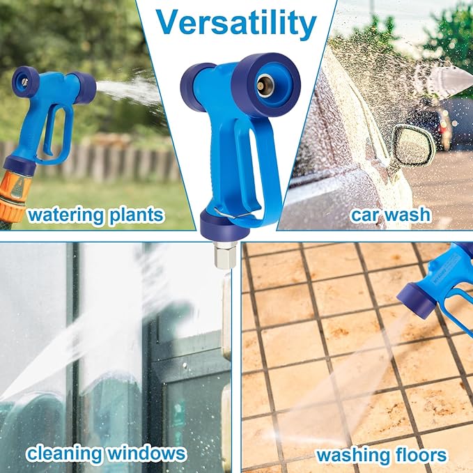 Baquler Blue High Volume Soft Wash Gun with Ss Swivel Pin, 350 Psi, 16 Gpm, 1/2" Bsp, Heavy Duty Rear Entry High Flow Low Pressure Wash Down Spray Gun for Car Patio Pools Structure Cleaning