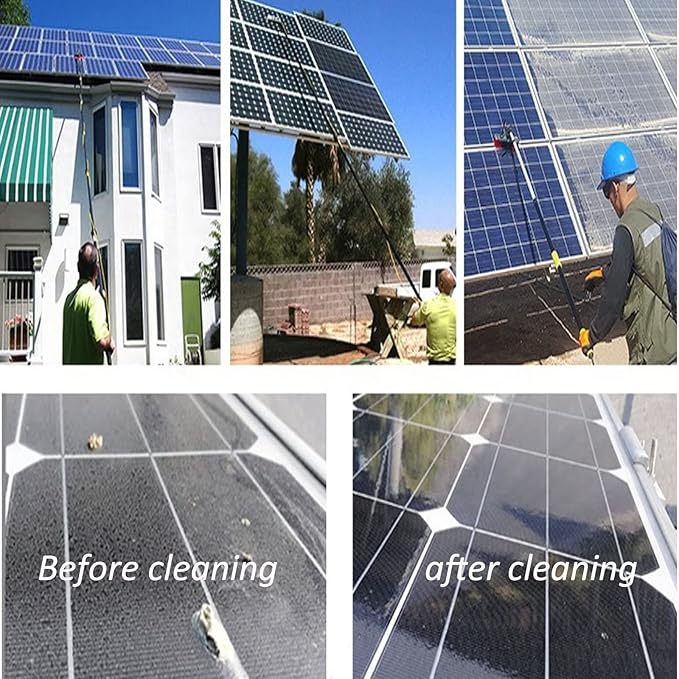 Solar Panel Cleaning Brush 23.6ft Aluminium Telescopic Pole for Cleaning Windows Solar Panels Greenhouse Roof Cleaning Tool / 35cm Brush Head,35cmbrushhead-6M/20FT