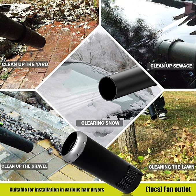 Blowers Attachment Strong ABS Blowing Attachment Gutter Cleaning Tool Extension Simple Installation for 一8010 一9010 Dry/Wet Vacuum Gutter Maintenance Tool