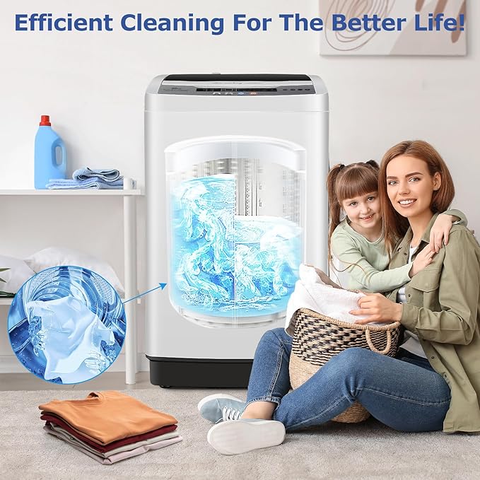 Nictemaw Portable Washing Machine, 20Lbs Capacity Full-Automatic Portable Washer Machine, 2.8Cu.ft Washer and Dryer Combo with 10 Programs 8 Water Levels Laundry Machine for Apartment, Dorms, RV