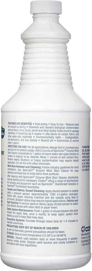 Groom Industries Household Cleaners Sporicidin Enzyme Mold Cleaner Concentrate, 32 Ounce