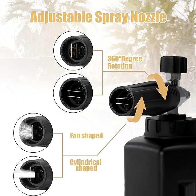 PWACCS Foam Cannon for Pressure Washer, Adjustable Car Wash Foam Cannon, Big Mouth Snow Foam Lance with 1/4" Quick Connect, Thick Foam Power Wash Foam Blaster 1.5 L, Additional Orifice Nozzle 1.1mm