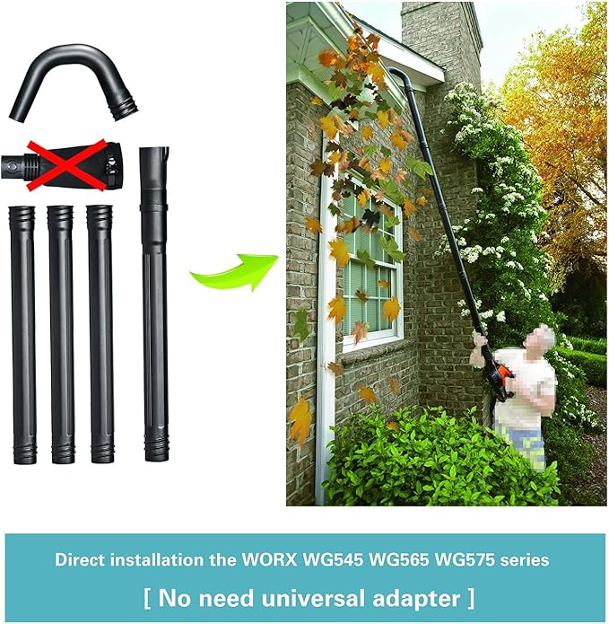 Universal Gutter Cleaning Kit for Leaf Blower - Identical to Worx WA4092 | Fits 95% of Major Brands Blowers up to 5" Diameter | No Ladder Needed, 11ft Ground Reach, 5-Min Tool-Free Setup