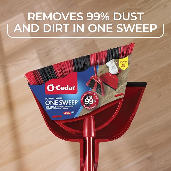O-Cedar Spin Mop & Sweep Set | EasyWring Mop + One Sweep Broom with Dustpan