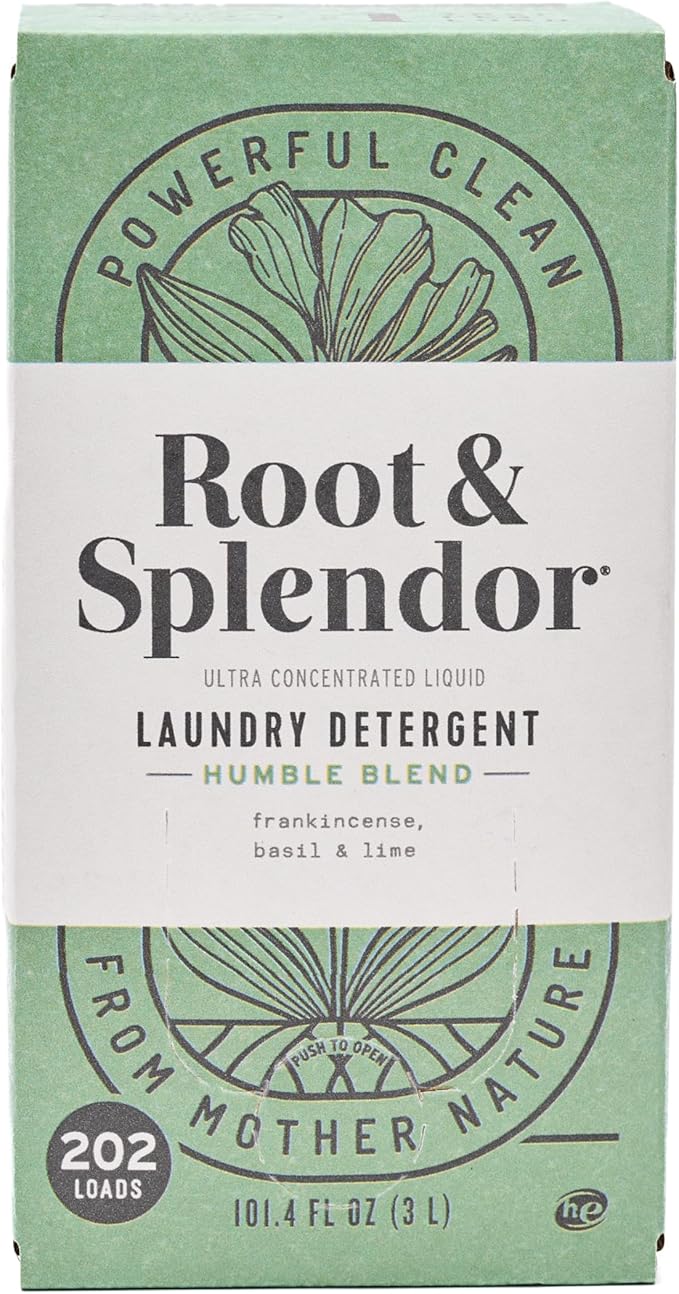Root & Splendor Ultra Concentrated All Natural Laundry Detergent Liquid - Plant Based, Enzymatic Laundry Soap, Humble Scent, 3 Liter, 200 Loads