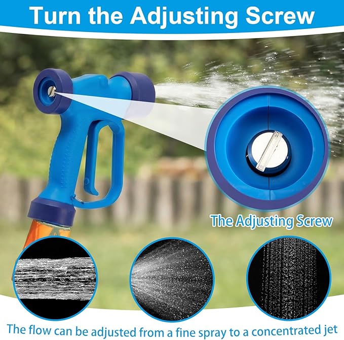 Baquler Blue High Volume Soft Wash Gun with Ss Swivel Pin, 350 Psi, 16 Gpm, 1/2" Bsp, Heavy Duty Rear Entry High Flow Low Pressure Wash Down Spray Gun for Car Patio Pools Structure Cleaning