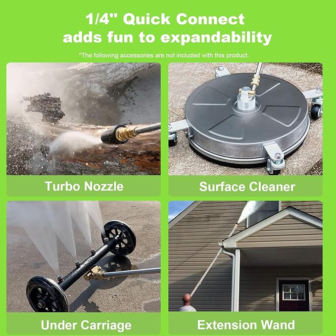 4500PSI Elecrtric Power Washer Small Portable Pressure Washer 20FT Hose, 4 Nozzle Set, Best for Home/Cars/Fences/Windows, Deep Green