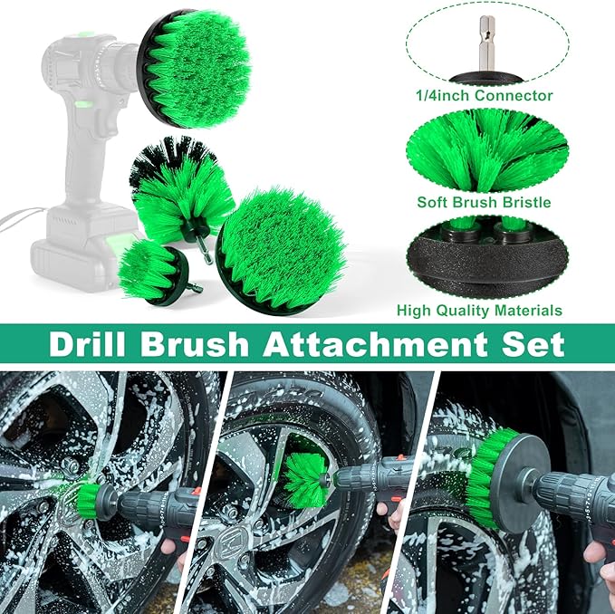 34pcs Car Cleaning Detailing Kit Interior Cleaner -with Portable Vacuum Cleaner, Car Window Windshield Cleaning Tool, Car Detailing Kit for Cars, Trucks, SUVs, Green
