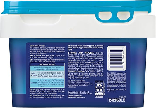 Clorox Pool&Spa XTRABLUE 3” Chlorinating Tablets, Individually Wrapped, Kills Bacteria & Stops Algae (5 LB)