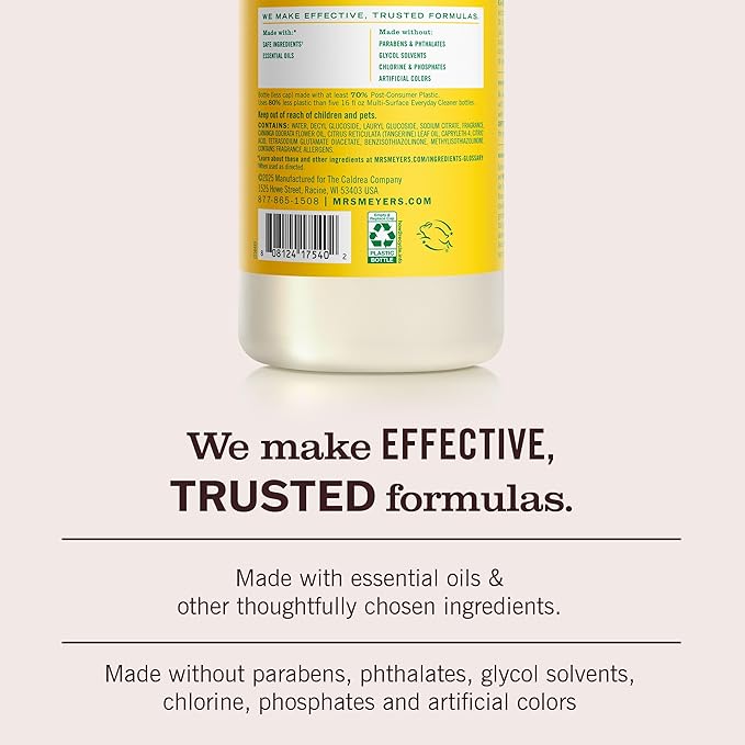 MRS. MEYER'S CLEAN DAY Multi-Surface Cleaner Concentrate, Use to Clean Floors, Tile, Counters, Honeysuckle, 32 Fl. Oz - Pack of 2