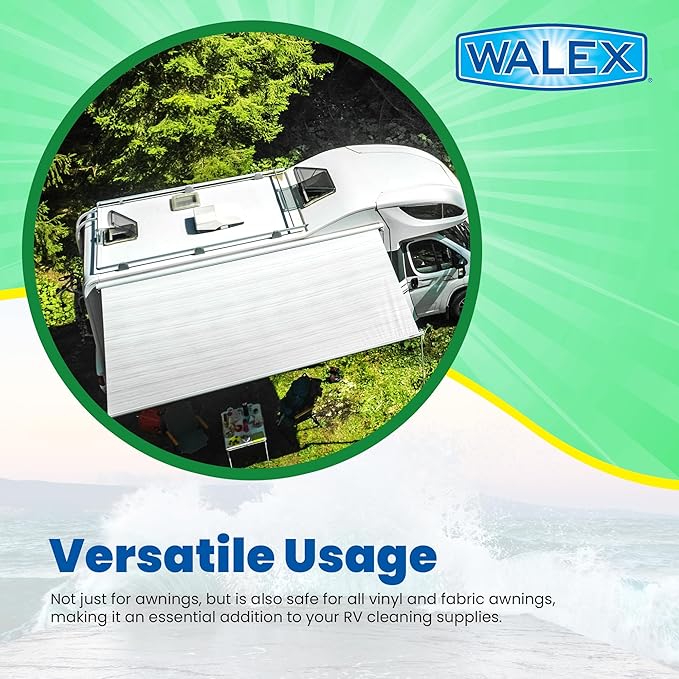 Walex RV Awning Cleaner - Safe for Vinyl & Fabric, Dissolves Tough Stains, Mold, Mildew, Dirt, Bird Droppings & More; Extends Awning Lifespan for RVs, Campers, Trailers & Motorhomes, 64 oz
