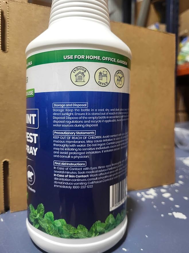All Natural Peppermint Oil Insect & Pest Control Spray Repels Mice, Spiders, Ants, for Home, Indoor, Outdoor, Garden Maximum Strength Smart Grower Ready to Use 32 FL OZ