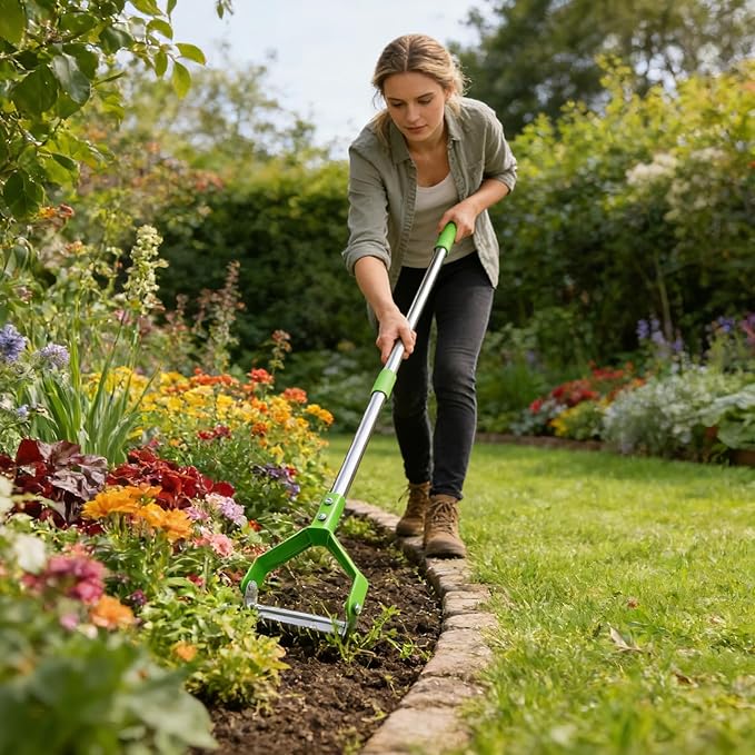 Gardening Hoe | Heavy Duty Loop Long Handle Shovel - Metal Weeder Scraper Gardening Hoe | for Digging Trenching Loosening Hoeing Edging Farm Lawn Backyard Patio Flower Bed